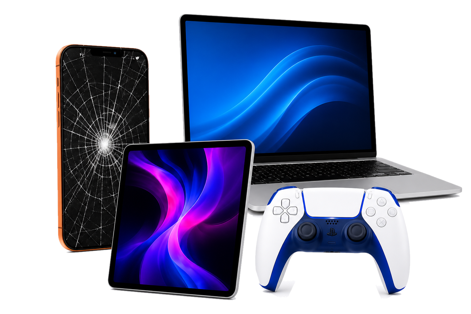 Cracked phone, laptop, tablet, and game controller repair devices